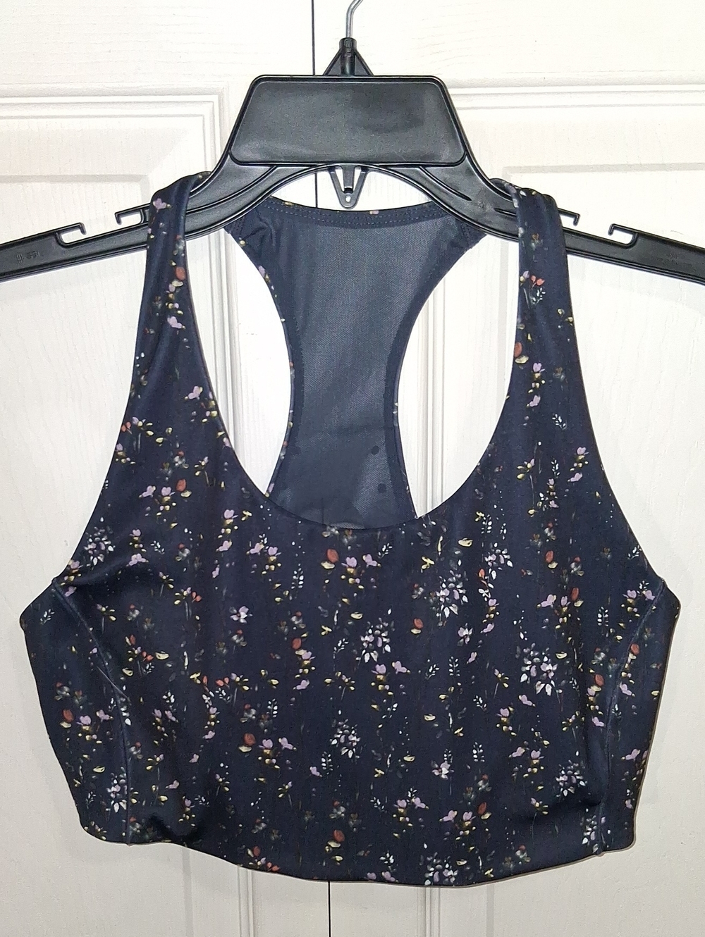 FLX Sports Bra - Supportive Everyday Fit - L - Black Ditsy Floral